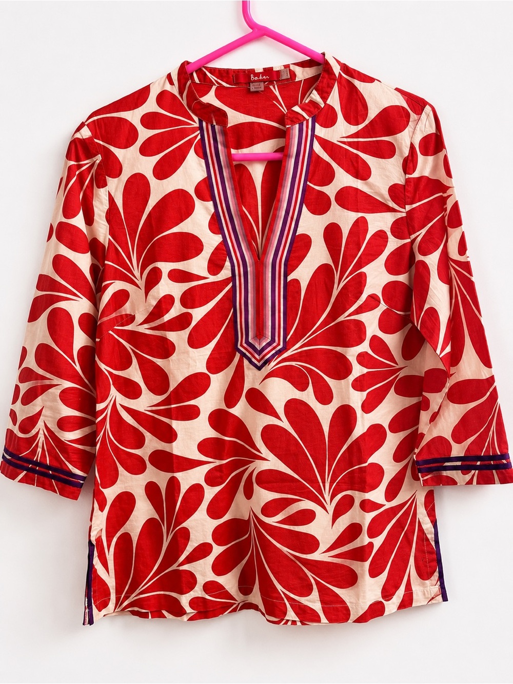 Boden pink Red Floral Print Tunic Top size 6
